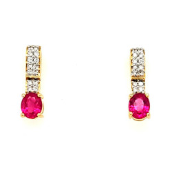 Pre Owned 18ct Ruby and Diamond Set Earrings ZR886